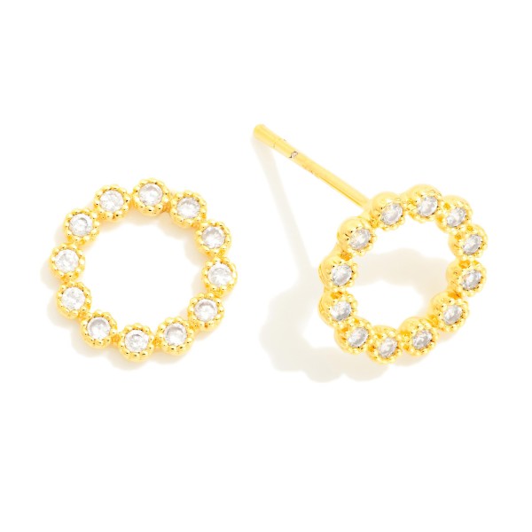 Cubic Zirconia Hoop Stud Earrings 

- Gold Dipped
- Approximately .25" L
