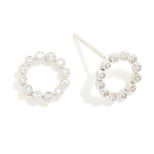 Cubic Zirconia Hoop Stud Earrings 

- Gold Dipped
- Approximately .25" L
