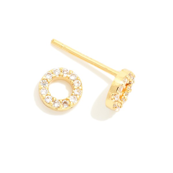 Cubic Zirconia Hoop Stud Earrings 

- Gold Dipped
- Approximately .15" L
