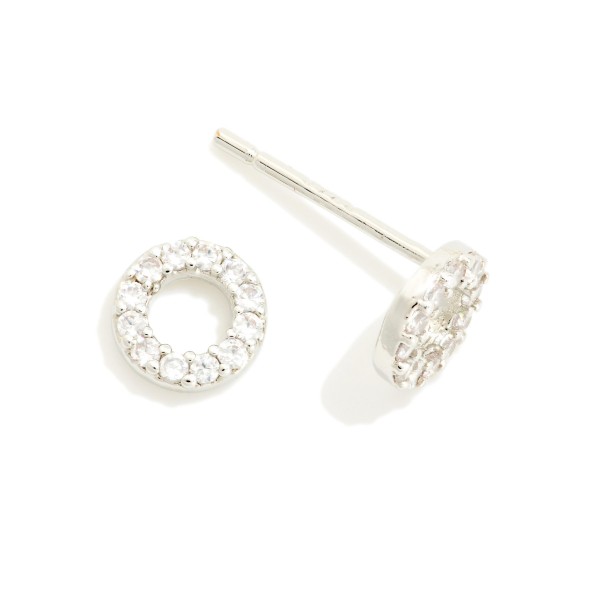 Cubic Zirconia Hoop Stud Earrings 

- Gold Dipped
- Approximately .15" L
