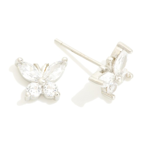 Cubic Zirconia Butterfly Stud Earrings 

- Gold Dipped
- Approximately .25" L
