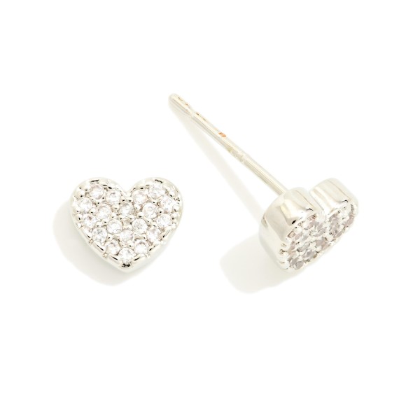 Pave Cubic Zirconia Heart Stud Earrings 

- Gold Dipped
- Approximately .25" L
