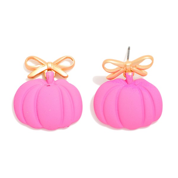 Polymer Clay Pumpkin & Bow Post Drop Earrings 

- Approximately 1" L