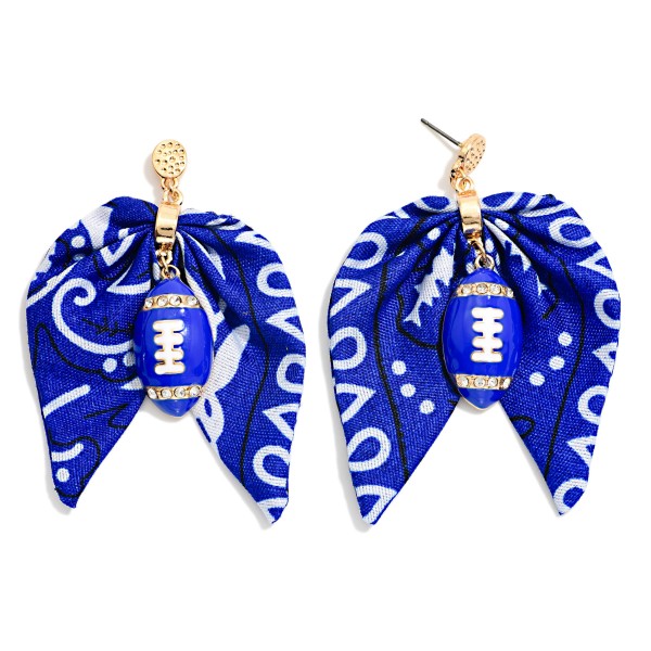 Bandana Bow & Enamel Football Drop Earrings 

- Approximately 3" L