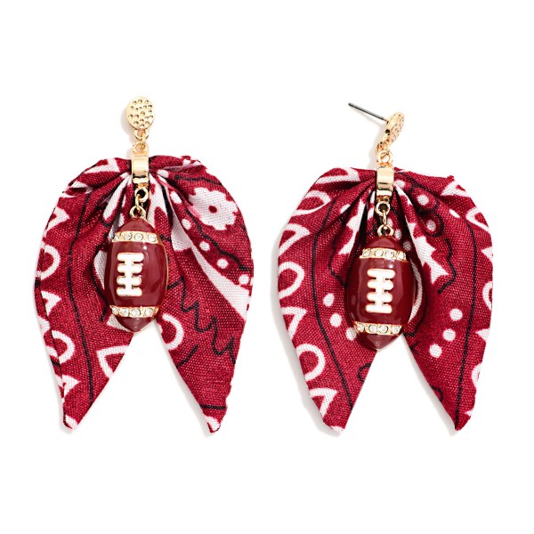 Bandana Bow & Enamel Football Drop Earrings 

- Approximately 3" L