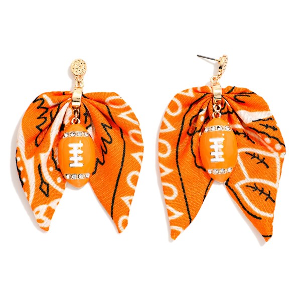 Bandana Bow & Enamel Football Drop Earrings 

- Approximately 3" L