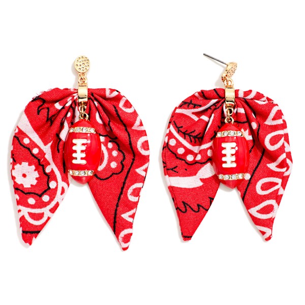 Bandana Bow & Enamel Football Drop Earrings 

- Approximately 3" L
