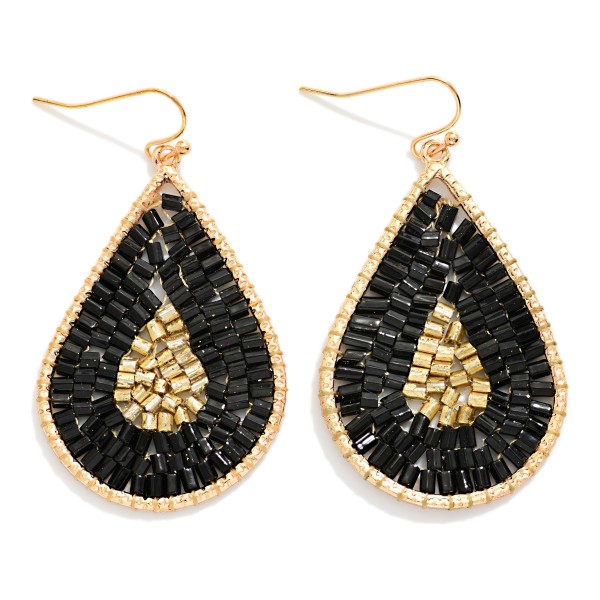 Seed Beaded Teardrop Drop 

- Approximately 2" L