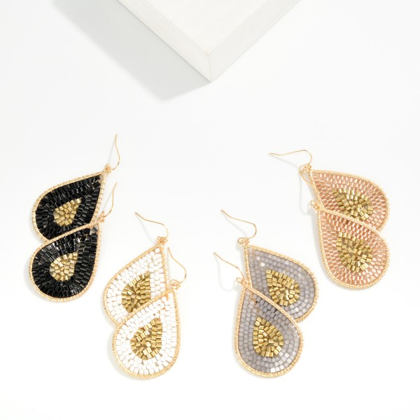 Seed Beaded Teardrop Drop 

- Approximately 2" L