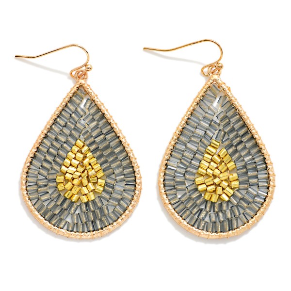 Seed Beaded Teardrop Drop 

- Approximately 2" L
