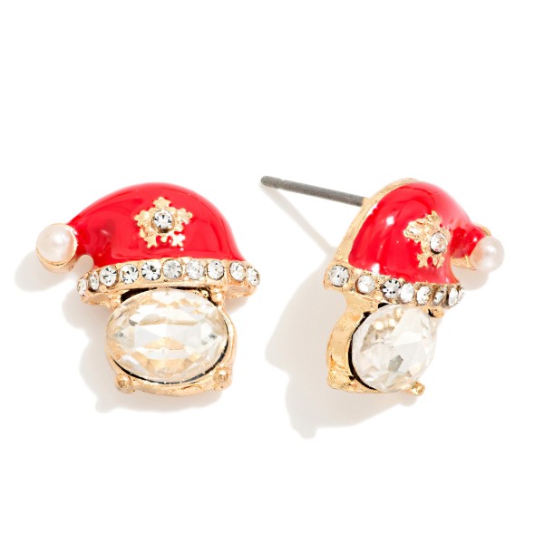 Rhinestone & Enamel Santa Hat Stud Earrings 

- Approximately .5" L