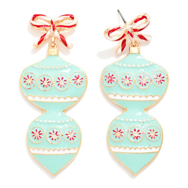 Enamel Christmas Ornaments Drop Earrings 

- Approximately 2.25" L
