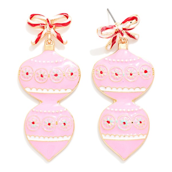 Enamel Christmas Ornaments Drop Earrings 

- Approximately 2.25" L