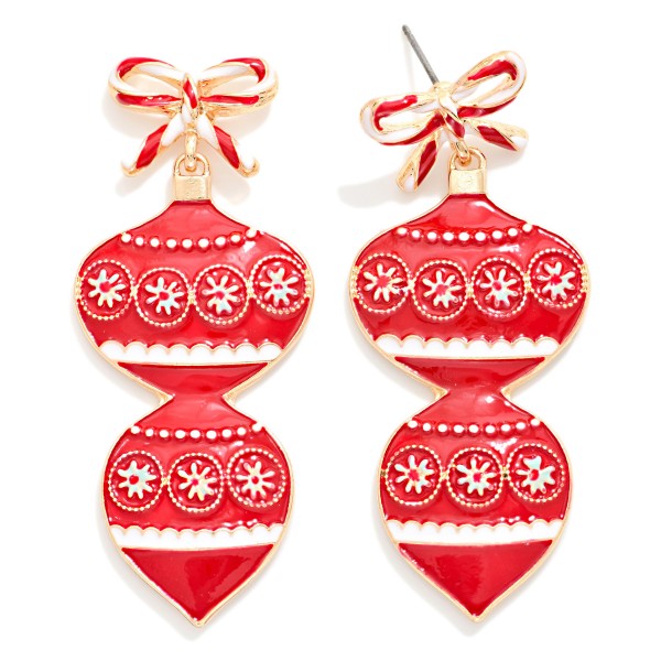 Enamel Christmas Ornaments Drop Earrings 

- Approximately 2.25" L