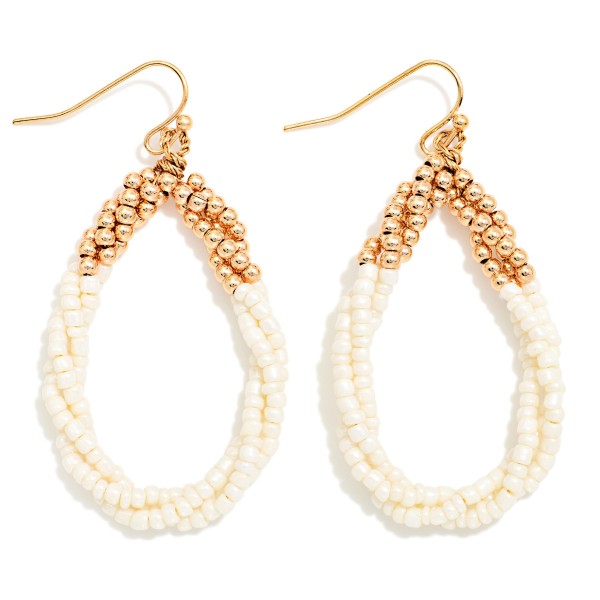 Two Tone Beaded & Twisted Teardrop Drop Earrings 

- Approximately 2" L