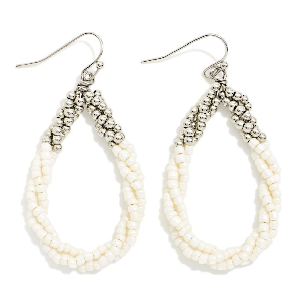 Two Tone Beaded & Twisted Teardrop Drop Earrings 

- Approximately 2" L