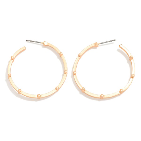 Metal Tone Studded Hoop Earrings 

- Approximately 1.25" D
