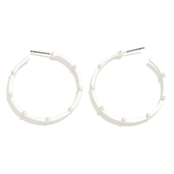 Metal Tone Studded Hoop Earrings 

- Approximately 1.25" D