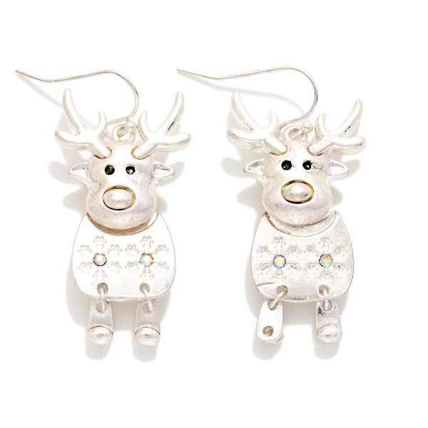 Metal Tone Reindeer Drop Earrings 

- Approximately 2" L