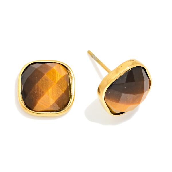 Faceted Acetate Square Stud Earrings 

- Approximately .25" D