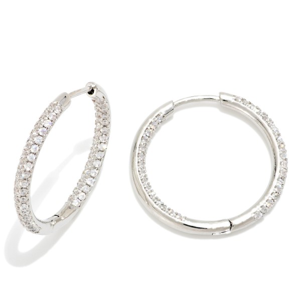 Pave Rhinestone Inside Out Hoop Earrings 

- Gold Dipped 
- Approximately .75" D