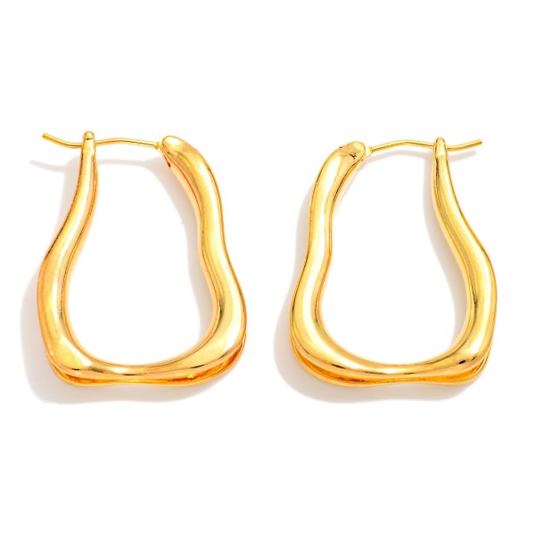 Metal Tone Abstract Hoop Earrings 

- Gold Dipped
- Approximately 2.75" L