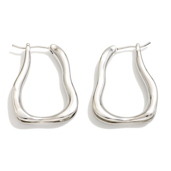 Metal Tone Abstract Hoop Earrings 

- Gold Dipped
- Approximately 2.75" L