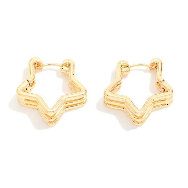 Layered Metal Star Hoop Earrings 

- Approximately .75" D
