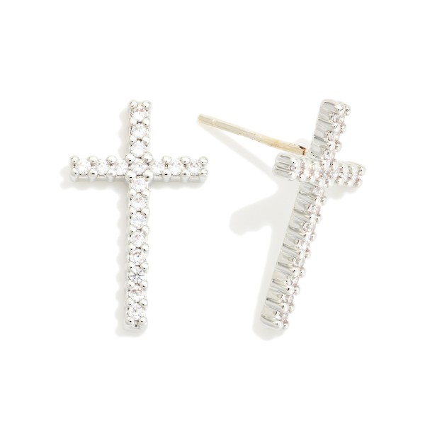 Rhinestone Cross Stud Earrings with a slim cross silhouette lined in sparkling crystal stones on comfortable post backs. Dainty enough for everyday wear and polished enough for church, holidays, and special occasions. A meaningful gift for confirmations, baptisms, Easter, and Christmas. Faith jewelry is a steady year round seller, and these crystal crosses are an easy add to any boutique jewelry display.