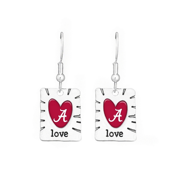 Wholesale officially licensed Polished silver rectangle Earrings heart cut out l