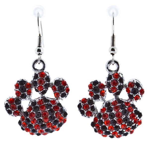 Wholesale fishhook paw earrings orange black rhinestones