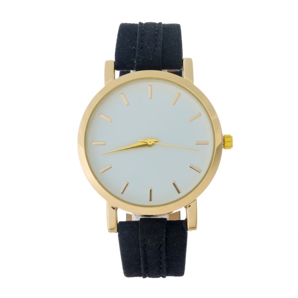 Wholesale black suede watch gold accents