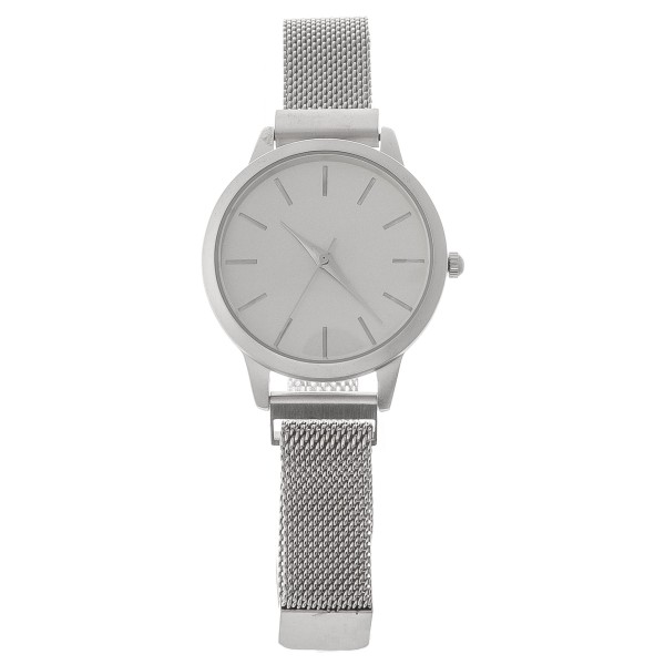 Silver Ladies Magnetic Strap Watches Women's Metal Mesh Band Watch