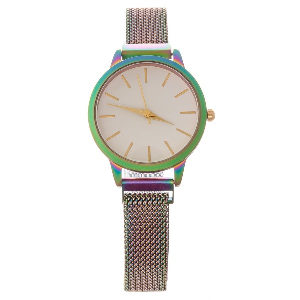 Wholesale women s metal mesh band watch magnetic closure Adjustable Magnetic Clo