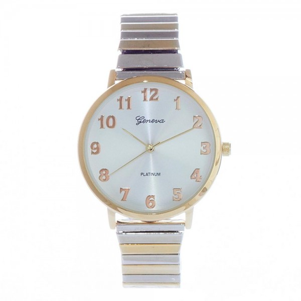 Wholesale watch Stretch Metal Band Geneva Platinum Stainless Steel Watch Band Di