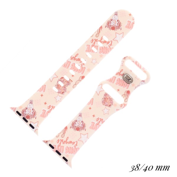 Wholesale long Live Cowgirl Western Silicone Printed Smart Watch Band Smart Watc