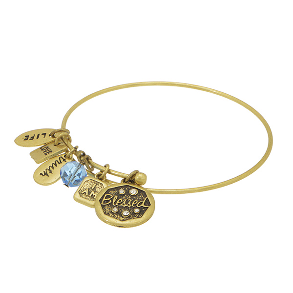 Wholesale brass gold symbology bracelet stamped charms crystal clear rhinestones