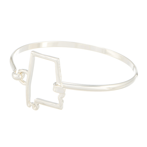 Silver tone bracelet featuring the outline of the state of Alabama 