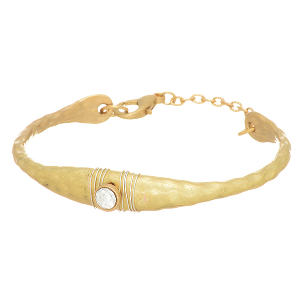 Wholesale matte gold cuff bracelet clear rhinestone