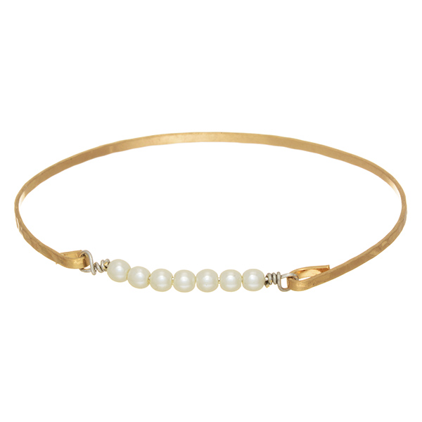 Wholesale gold bangle bracelet faux ivory pearls