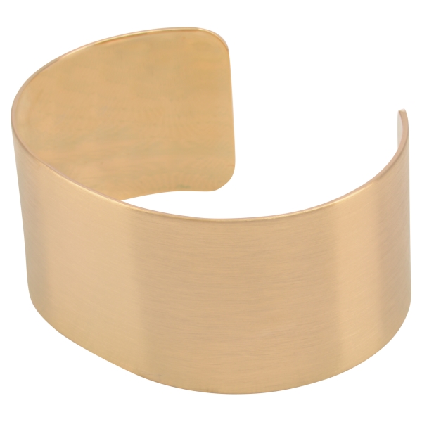 Gold tone metal cuff bracelet.