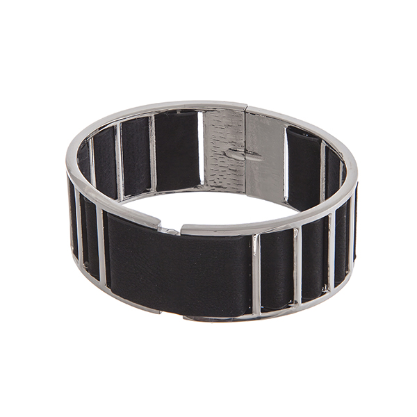 Wholesale gold cuff bracelet displaying black fabric back spring lever