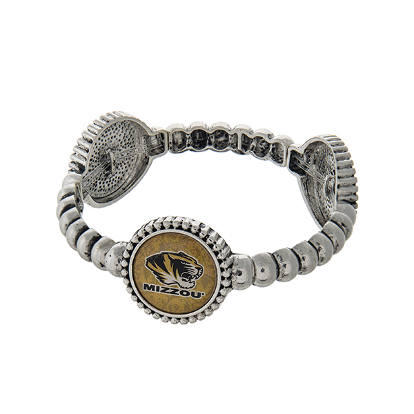 Wholesale officially licensed silver University Missouri stretch bracelet three