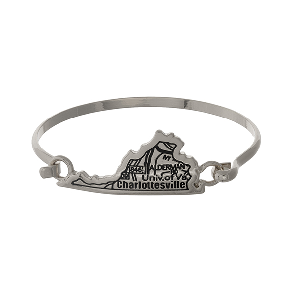Wholesale silver bangle bracelet city map Charlottesville Virginia stamped state