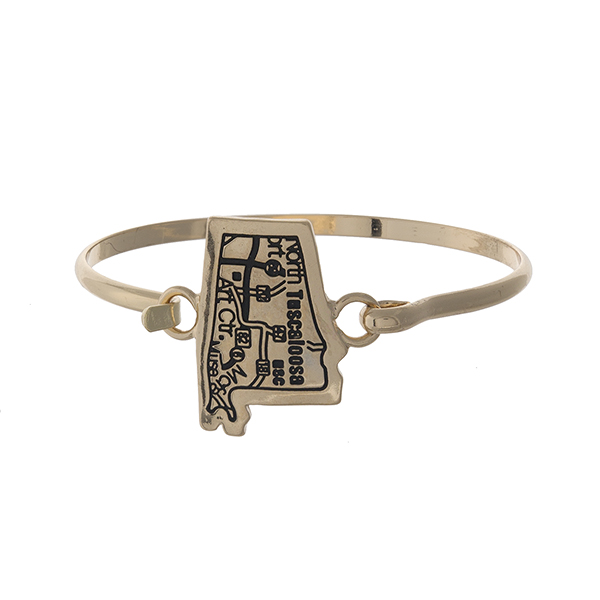 Wholesale gold bangle bracelet city map Tuscaloosa Alabama stamped state