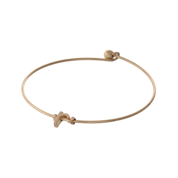 Wholesale dainty gold bangle bracelet lowercase R initial