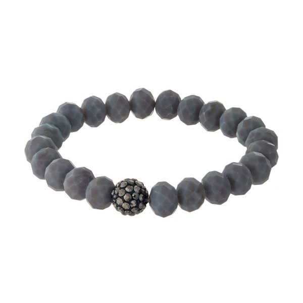 Wholesale beaded stretch bracelet hematite pave beaded accent