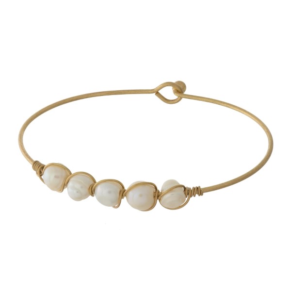 Wholesale ivory Pearl Wire Bangle Bracelet Hook Closure Diameter