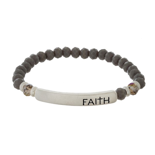 Wholesale beaded stretch bracelet bar stamped Faith