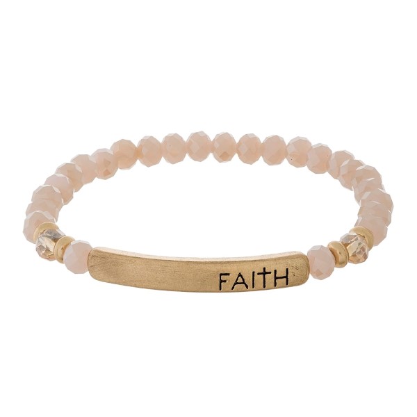 Wholesale beaded stretch bracelet bar stamped Faith